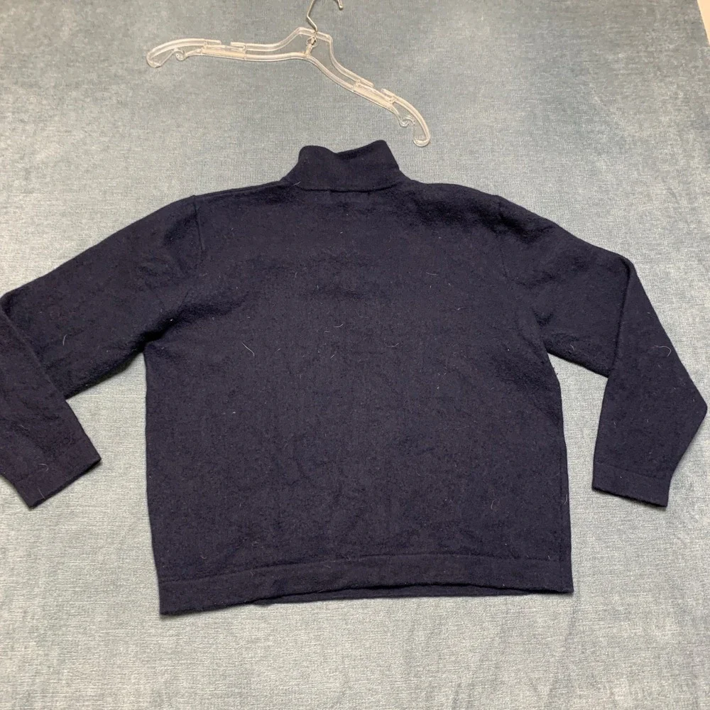Davis & Squire Sweater Mens XL Navy Blue Extra Fine Merino Quarter Zip Mock Neck